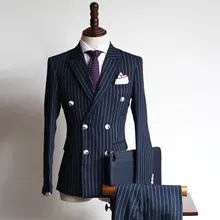 2 шт. двубортные пользовательские бизнес костюмы Мужские костюмы жениха смокинги друзей жениха Свадебные костюмы(куртка+ брюки