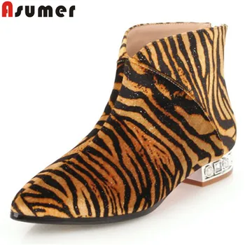

ASUMER 2020 fashion ankle boots for women pointed toe zip ladies autumn winter boots low heels casual prom boots big size 34-43