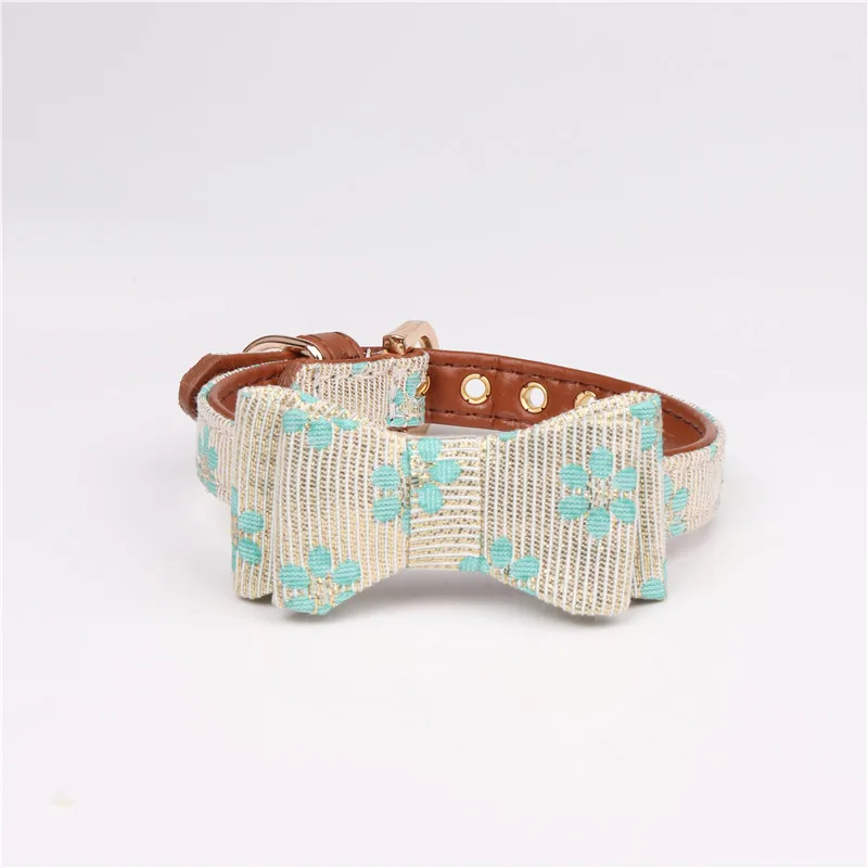 Cute Printing Floral Pets Dog/Cats Collar Soft PU Leather Adjustable Small/Medium Dogs Bow Tie Necklace Puppy Cats Bowknot Colla Cute Printing Floral Pets Dog/Cats Collar Soft PU Leather Adjustable Small/Medium Dogs Bow Tie Necklace Puppy Cats Bowknot Colla