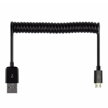 1m Micro USB 2.0 Spring Retractable Coiled Data Sync Cable Stretch Charger Charging Cable For Android Phones For Samsung HTC LG