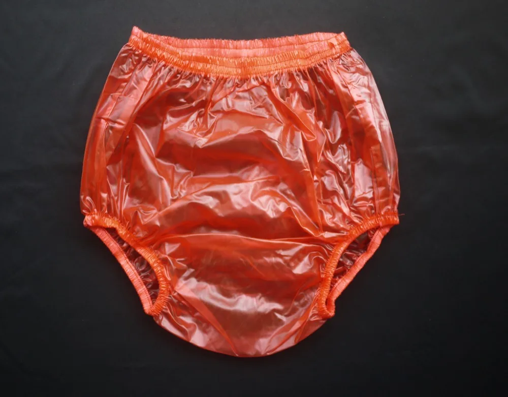 

ABDL Haian Adult Incontinence Pull-on Plastic Pants Color Transparent Red 3 Pack