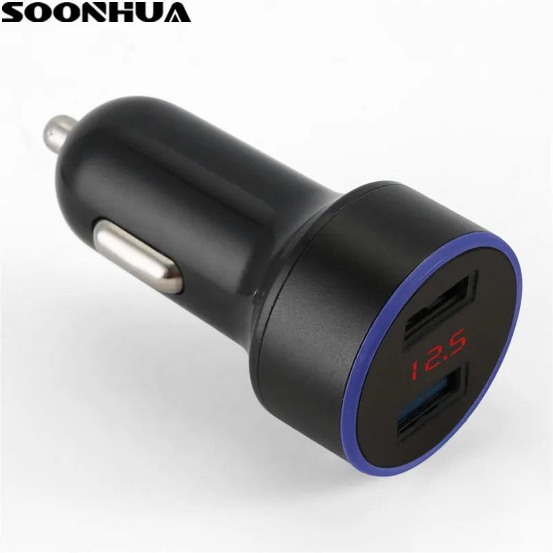 

SOONHUA 3.1A Dual USB Car Charger With LED Screen Smart Auto Car Charger Adapter for iPhone Samsung Xiaomi Mobile Phone Chargers