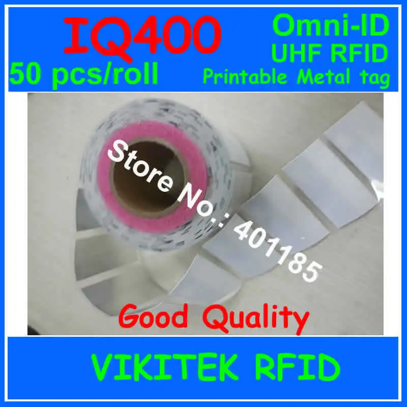 

Omni-ID IQ 400 UHF RFID adhesive Ultrathin labels metal tag 50 pcs per roll 915M EPC C1G2 ISO18000-6C IQ400 IT asset tracking