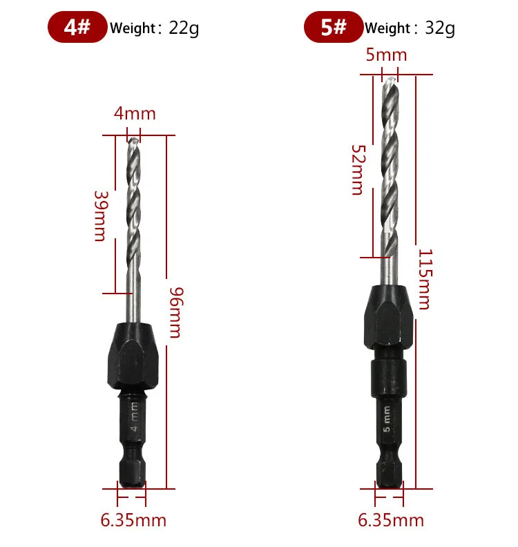 5 шт. набор быстрорежущих Сверл С шестигранным хвостовиком, метрическое сверло 2 мм до 6 мм, спиральное сверло, стальная пластина, дырокол, сверло HSS 6542