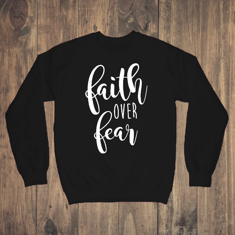 Faith over Fear Свитшот стих из Христианской Библии толстовки Повседневный церковный