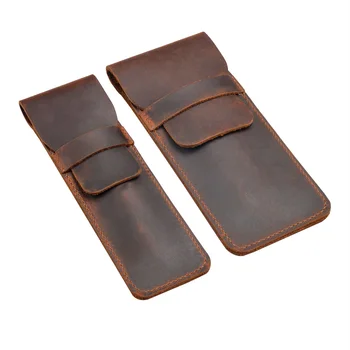 Handmade Pen Bag From Cowhide Genuine Leather Retro Pencil Bag Vintage Style Pencil Case Storage Bag