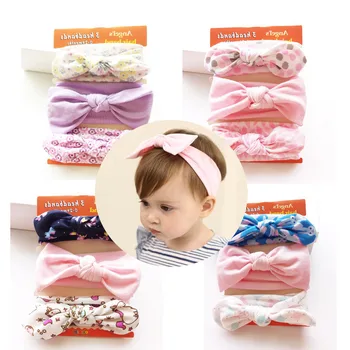 

3 PCS/Lot Baby Headbands Flower Girl Knitted Cotton Hairband Leopard Polka Dots Girls Turban Headwraps Bebes Accessories D1083