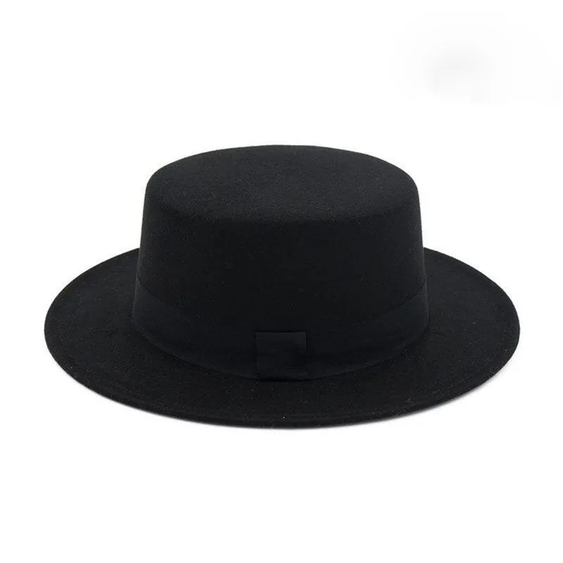 Брендовая новая шерстяная шляпа с плоским верхом для женщин, фетровая шляпа с широкими полями, фетровая шляпа, женская шляпа