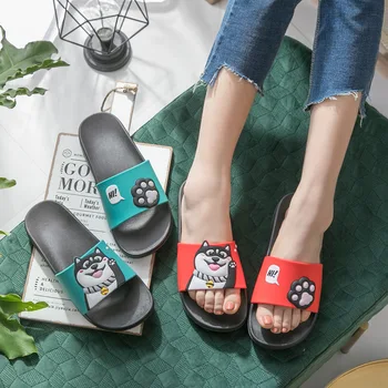 

Women Slippers Summer Beach Slides Husky Cartoon Dog Indoor Slippers Slip On Sandals Women Shoes Flip Flops Zapatillas Mujer