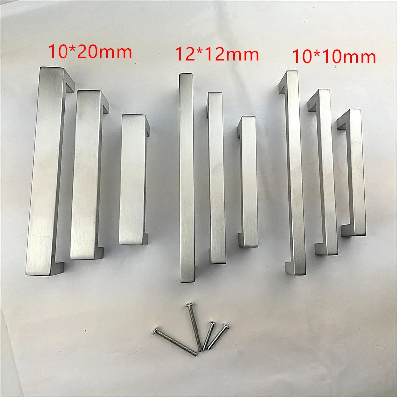 Квадратная ручка 10*10 12*12 10*20 мм нержавеющая сталь матовая кухонная ручка дверного шкафа Ручка "~ 24"