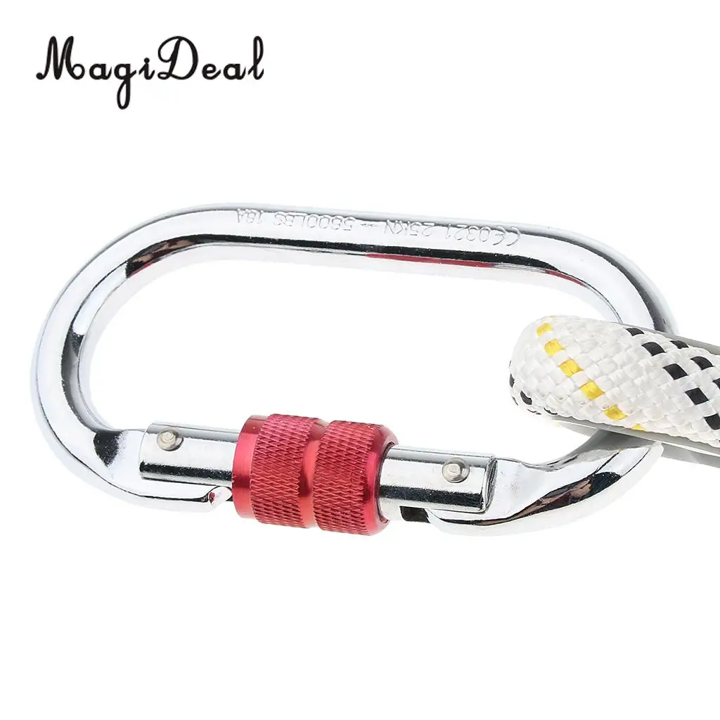 Climbing Fall Protection Safety Rope Harness Shock Absorbing Lanyard Sling with Carabiner 15KN Rescue Mountaineering Equipment
