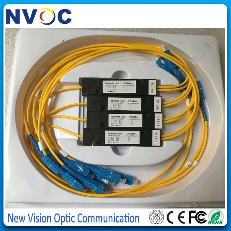 15/85, 1310/1490 двойное окно 1*2 FTTH FBT SC волоконно-оптический сплиттер, 15: 85 соотношение SC/UPC ABS коробка Тип 90*20*10,1x2 FBT волоконная муфта