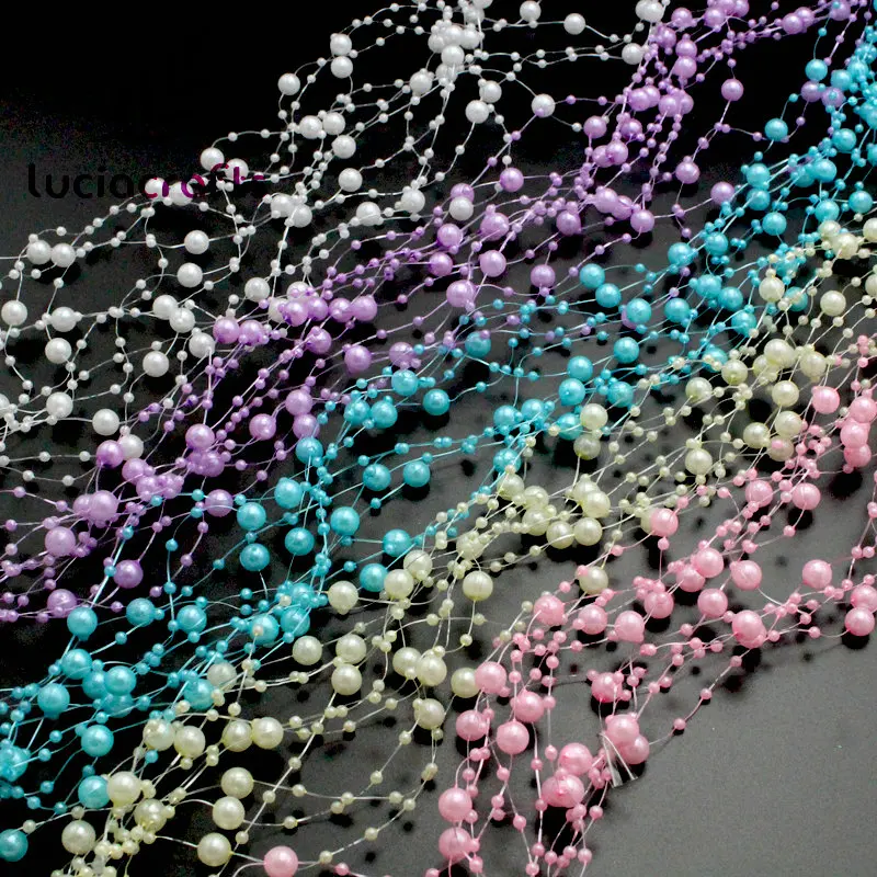 

Lucia crafts 5pcs/6pcs(1.2m/piece)Artificial Pearls Beads Chain Garland Flowers For DIY Wedding Party Supply C0405