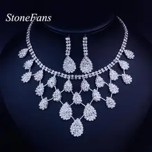 StoneFans Винтаж Свадебные комплект украшений для вечеринки Подвеска со стразами в форме капель Цепочки и ожерелья Комплект сережек для женщин украшения Африки