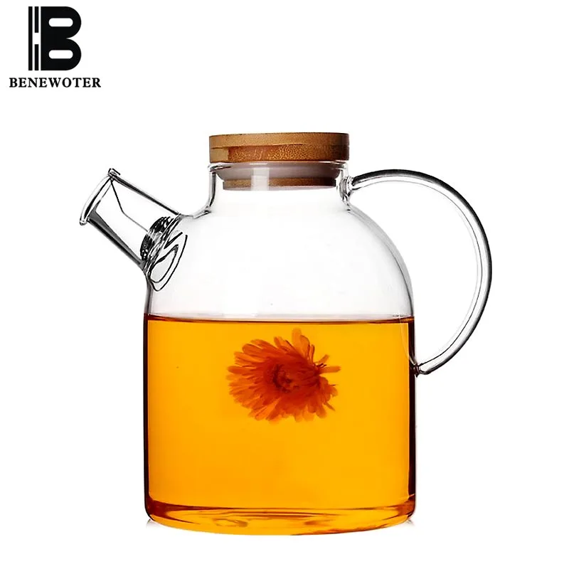 1.8L High Capacity Glass Water Kettle Kung Fu Tea Set Fruit Teapot Lemon Juice Flower Pot Heat Resistant Drinkware New | Дом и сад