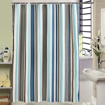 

Romantic Stripe Print Pattern Shower Curtain Thicken Mildew Proof and Water Proof Polyester Fabric Bathroom with 12 Hooks