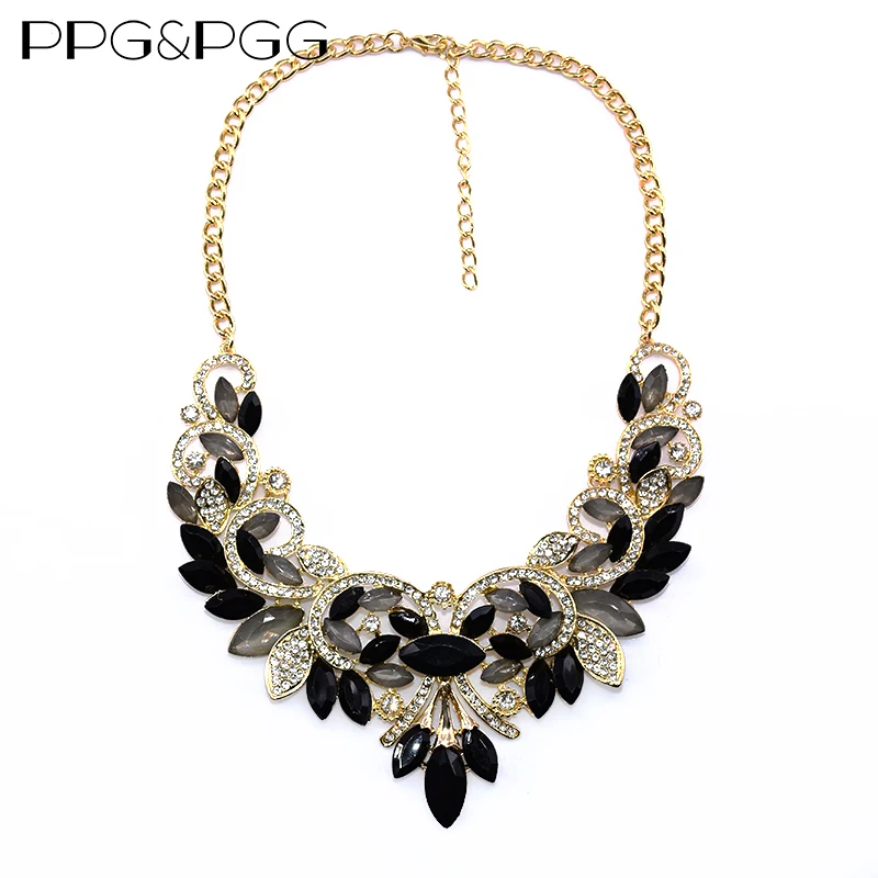 

PPG&PGG Fashion Jewelry New Arrival Colorful Crystal Women Brand Maxi Statement Necklaces