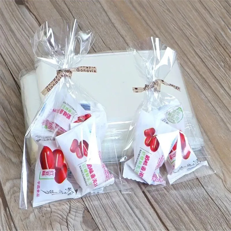 

100 Pcs/bag DIY Transparent Flat Open Top Small Plastic Bags Lollipop Cellophane Cello Bag Wedding Gift Party Decorations
