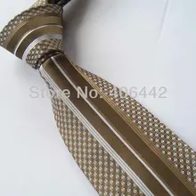 Yibei Coachella Мужские галстуки Кофе с серебряными пятнами полоса жаккардовый галстук Gravata галстук в деловом стиле для мужчин платье вечерние свадебные