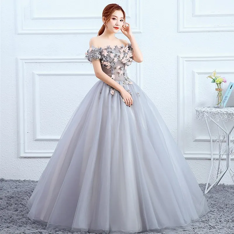 Women's Sweet Applique Ball Gown-4