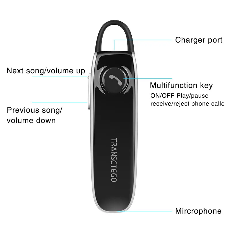 Беспроводные Bluetooth наушники TRANSCTEGO V4.1 с микрофоном гарнитура Hands free Универсальная