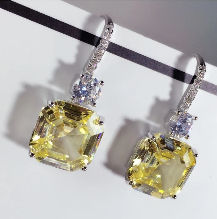 

Brand Jewelry For Women yellow Color CZ Earrings Cute Sweet Jelly Earrings Silver Jewelry Wholesale Top Quality