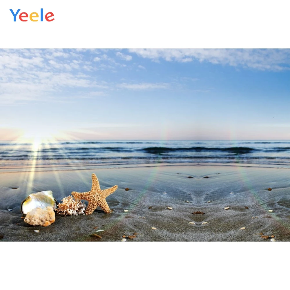 

Yeele Sea Beach Shell Starfish Photography Backgrounds Summer Wedding Scenery Baby Photographic Backdrops For The Photos Studio
