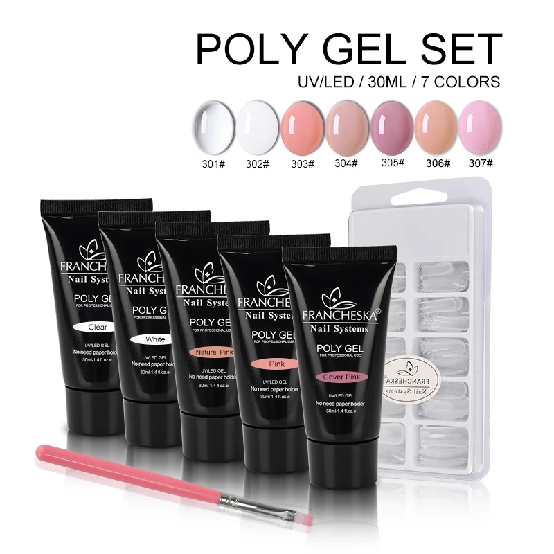

30ml Poly Gel Set acryl gel Kit Hard Jelly Camouflage Gel Soak Off Finger Extension Slip Solution Crystal Glass Polygel Kit