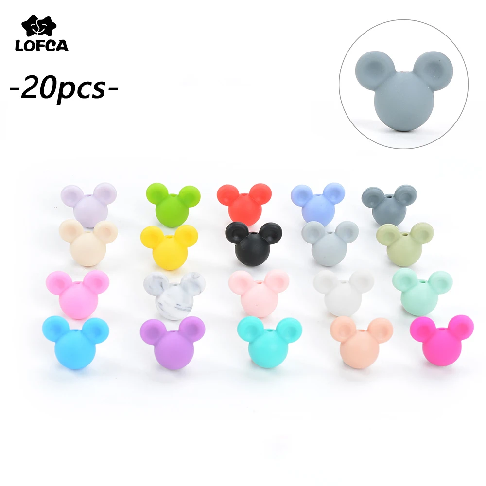

LOFCA 20pcs Silicone Beads Mickey Silicone Baby Teether Teething Cartoon Chew Oral Dental Pacifier Clip Necklace Newborn Toy