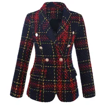 ^#Cheap 2019 Foreign trade explosion models female jacket line plaid weave tweed wool double-breasted suit jacket ^#Cheap 2019 Foreign trade explosion models female jacket line plaid weave tweed wool double-breasted suit jacket