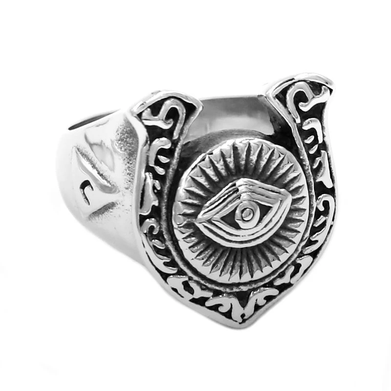 Illuminati Pyramid Eye Symbol U Shaped Horseshoe Ring Stainless Steel Silver Color Gold Masonic Biker Men Ring Wholesale Swr0728 Biker Men Ring Stainless Steelring Stainless Aliexpress