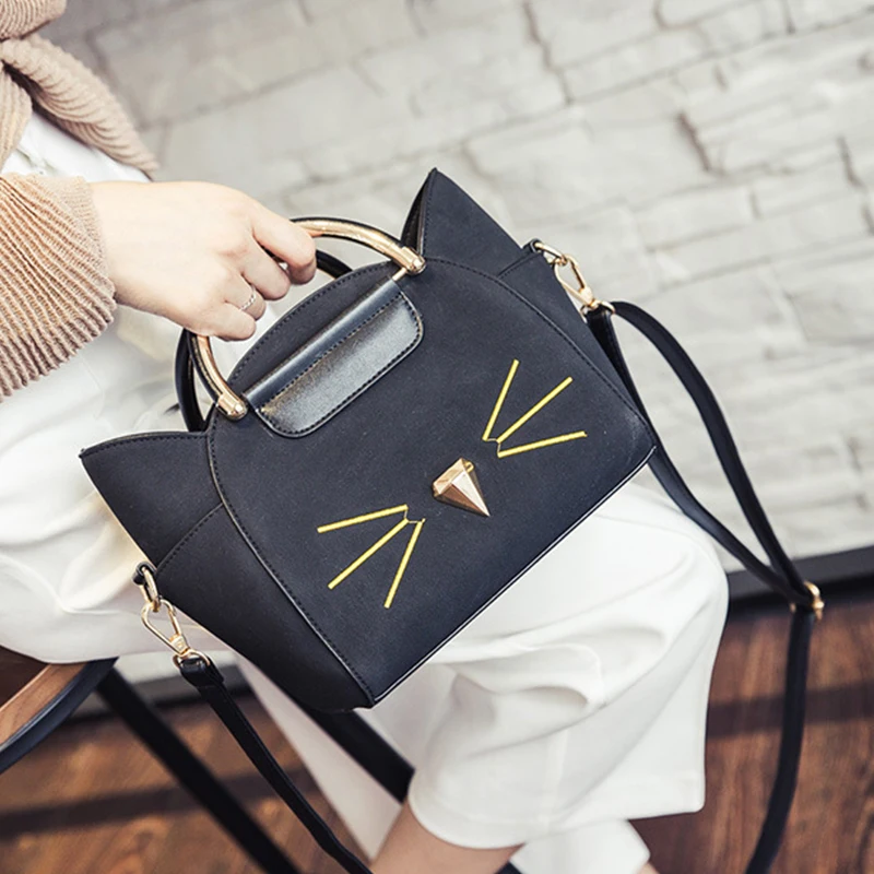

PU Mini Shoulder Bag Cute Cat Ear Messenger Bags Cartoon Lovely Handbags Simple Girl Clutch Women Kids All-Match Key Coin Purse