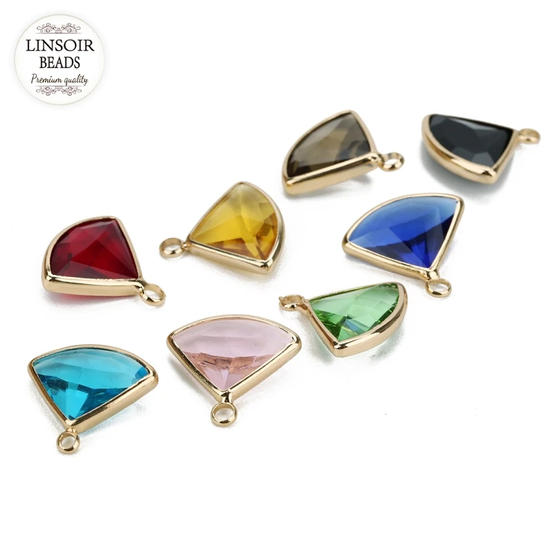 LINSOIR 5pcs/lot Sector Shape Glass Pendants Charms 17*19mm/17*17.5mm Charm for DIY Jewelry Finding Connectors | Украшения и