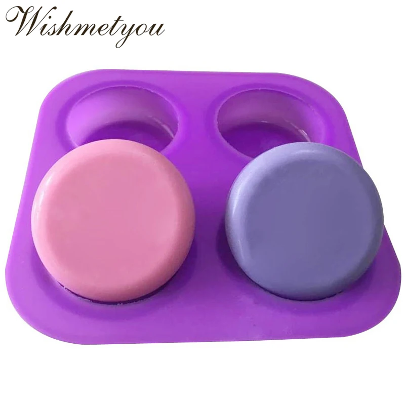 

WISHMETYOU Four Hole Round Silicone Soap Mold For DIY Handmade Cake Decorating Tools Reusable Soap Molds Heat Resistant Crafts