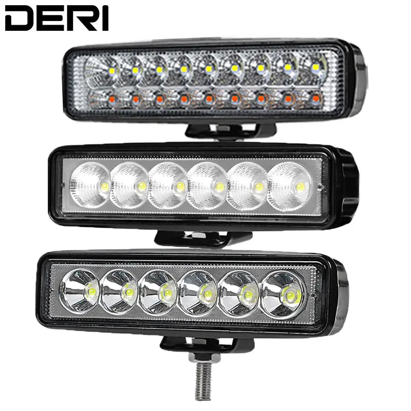 

DERI 6Inch 18W Mini Led Work Light Bar Single Row Led Work Lights Offroad Driving Fog Golden Lamp barra led car accessories