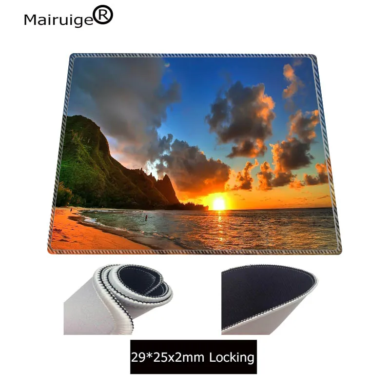 Mairuige Simple Design Beautiful Beach Sunset Comfort Mouse Mat Gaming Large Lock Edge Mousepad Siz