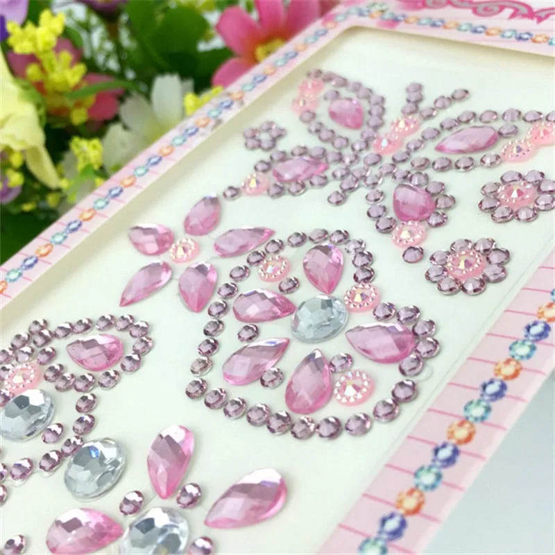 

1set 17*8.5cm Butterfly Crown Theme Acrylic Rhinestone Phone PC Art Diy Decal Self-adhesive Rhinestones Scrapbooking Stickers 9Z