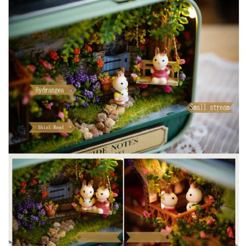 3D Led Light Diy Wooden Miniature Theater Children Toy Handmade Miniature Scene Furniture Doll House Box Toy Birthday Gift Jouet