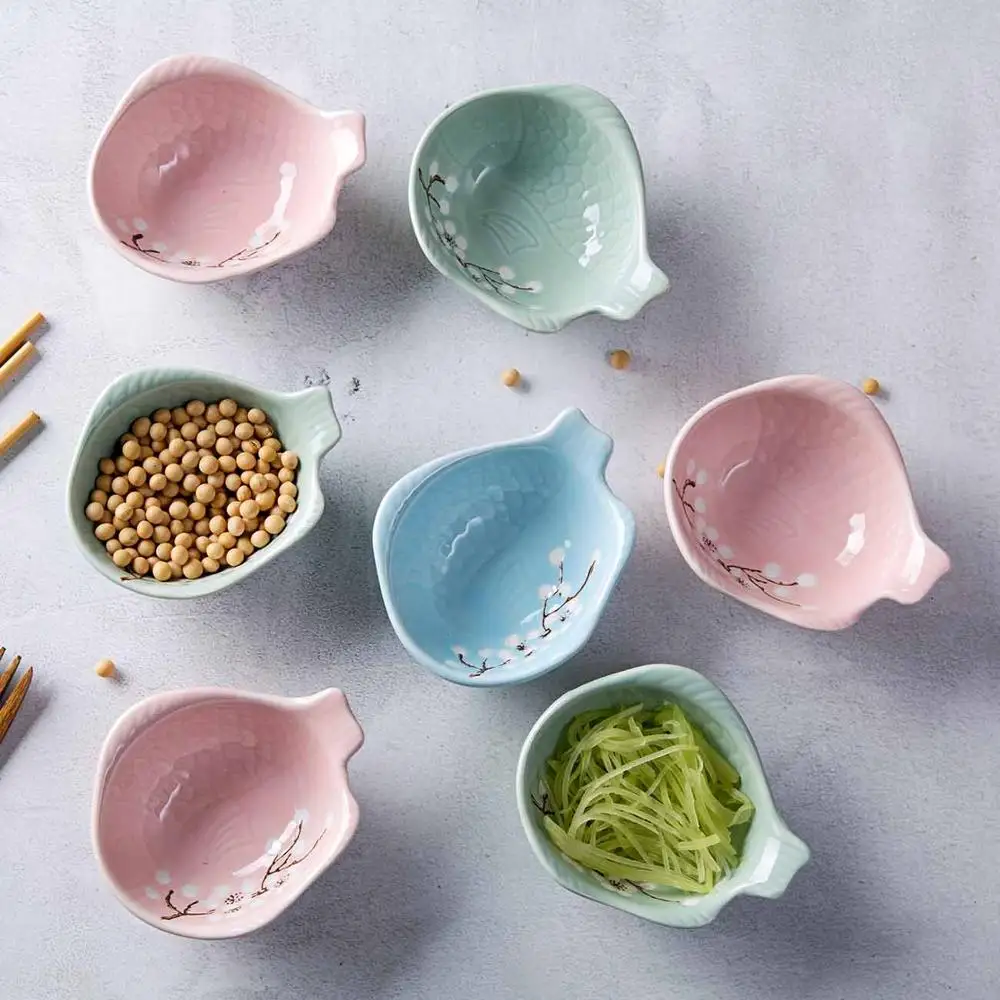 

OTHERHOUSE 1Pc Ceramic Wasabi Sushi Soy Sauce Dipping Dish Plate Small Bowl Vinegar Sauce Dish Home Party Tableware Saucer