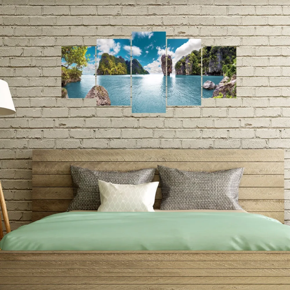 5 قطعة/المجموعة 3d تايلاند جزيرة البحر مزيج ملصقات الحائط ديكور المنزل غرفة نوم أريكة الجدار ملصق الذاتي لاصق diy pvc الفن جدارية