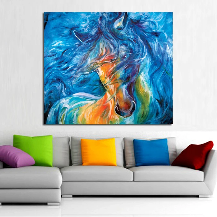 

Wall Art 100% Handpainted Running Crazy Horse on Canvas Modern Abstract Pictures Animal Oil Paintings for Home Decor