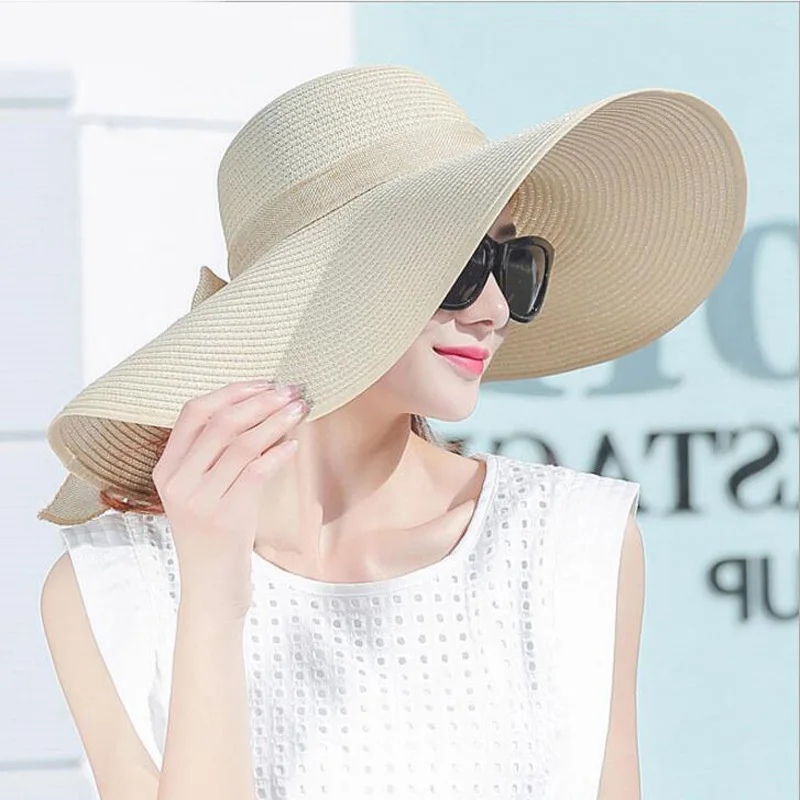 Women Summer Straw Hat big wide brim beach hat sun foldable sun block UV protection panama bone chapeu feminino beach hat,women sun hat