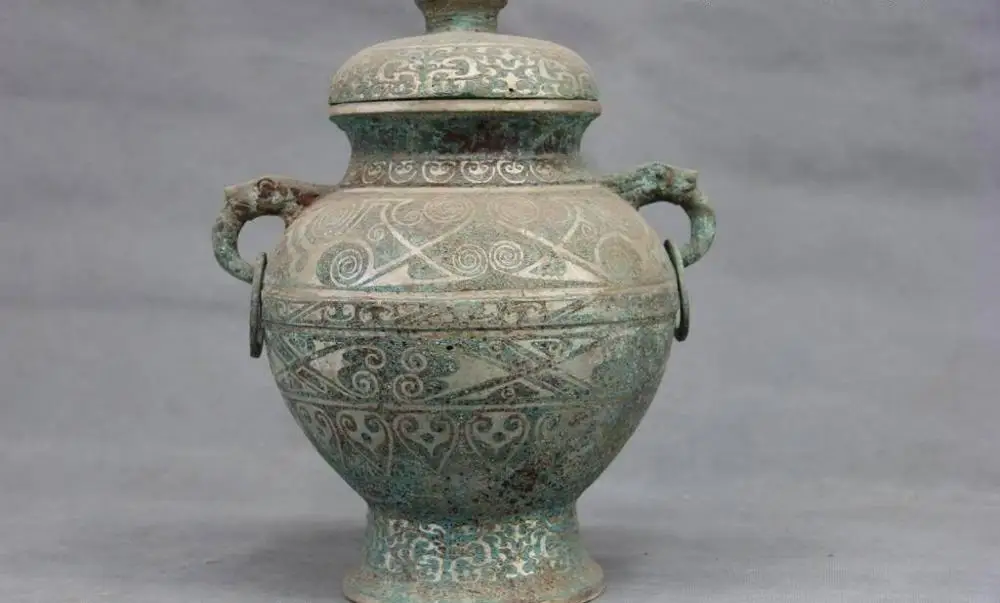 

China Folk Collect old Bronze silver-gilt Royal Palace Tanks Crock Pot Jar Vase