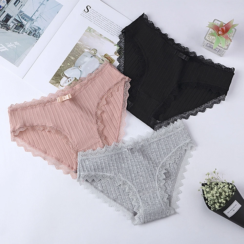 

Ladies Women Sexy Cotton Lace Underwear Briefs Cute Bow Comfy Sweet Soft Comfort Lingerie Seamless Panties Fashion Female