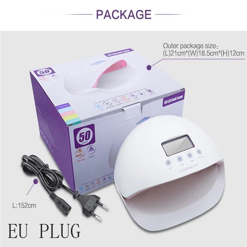 Secador de Unha com Lâmpada de Led uv 50w Sensor Automático Luz Solar de Unha para Manicure com Temporizadores Lcd Secador de Unha Gel Polonês 10 High Quality Beleza e saúde
