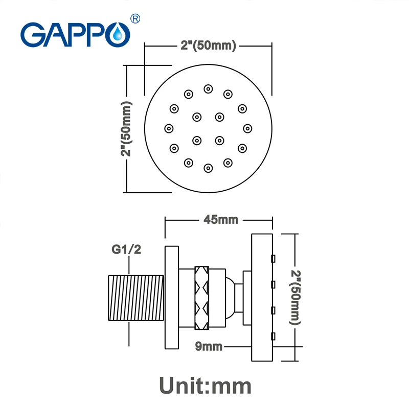  GAPPO Massage Shower Jets Round Chrome Shower Body Jet SPA Massage brass Wall Mounted Shower Jets B
