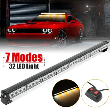 

32 LED Amber&White Light Interval Long Row Car Flashing Warning Lights Flashing Emergency Warning Light Bar