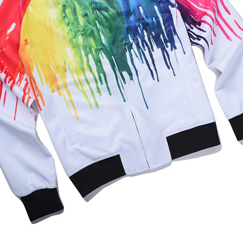 Men's Jackets Harajuku Casual Fashion Jackets Hip Hop Men's Personality Rainbow Print Jacket 2019 New Men's Clothing Jacket Tops