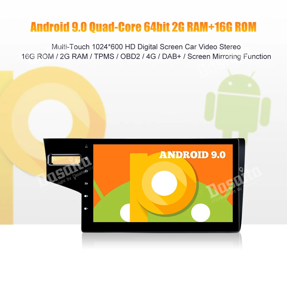 Discount Android 9.0 Car 1 din car audio for Honda Fit 2013+ GPS Car Radio multimedia MP3 Bluetooth 10.2" IPS Multi Touch Screen 0