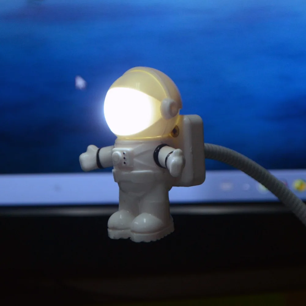 

Style Cool Astronaut Spaceman USB LED Adjustable Night Light For Computer PC Lamp Desk Light Pure White